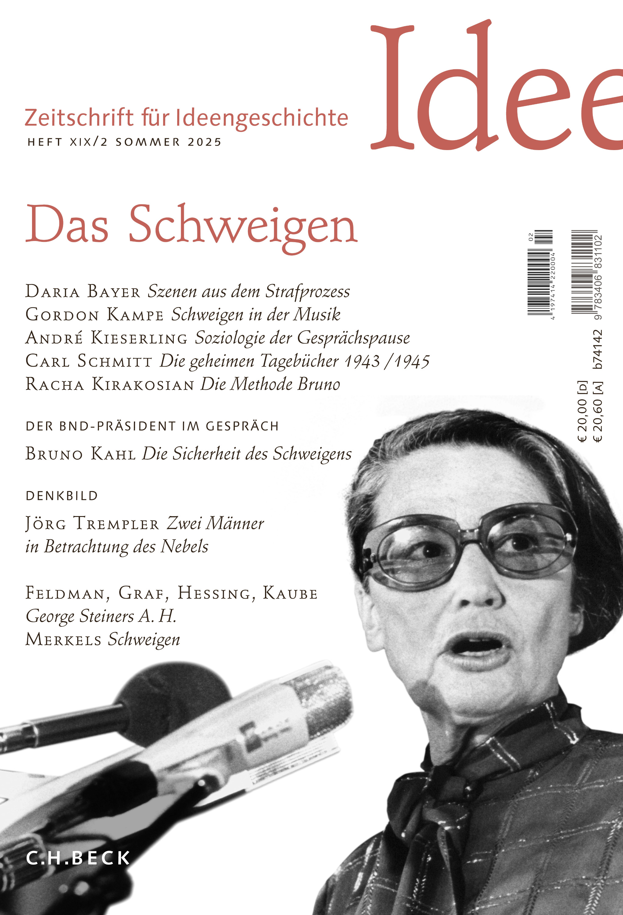 Cover von Heft XIX/2 Sommer 2025 Elisabeth Noelle-Neumann am Mikrofon